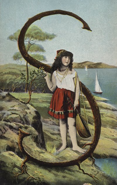 Fille avec un morceau de bois en forme de lettre S - English School